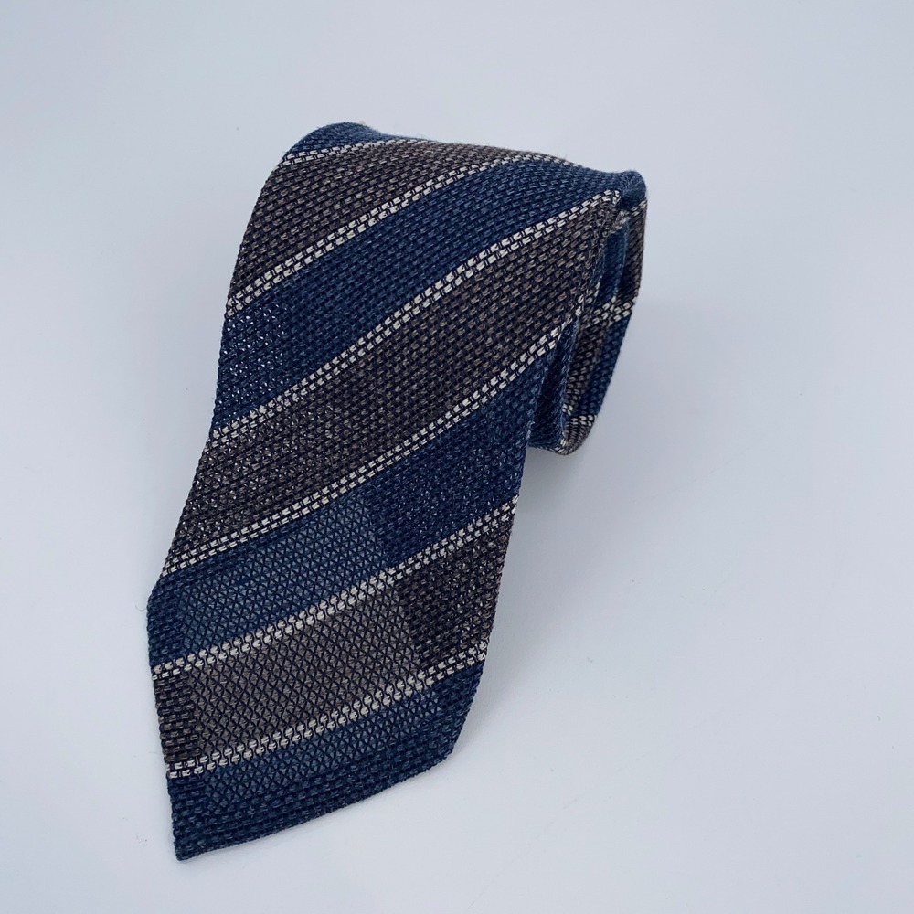 Eton Tie Mens One Size Multi Striped Linen Classic Luxury Necktie Made in Italy